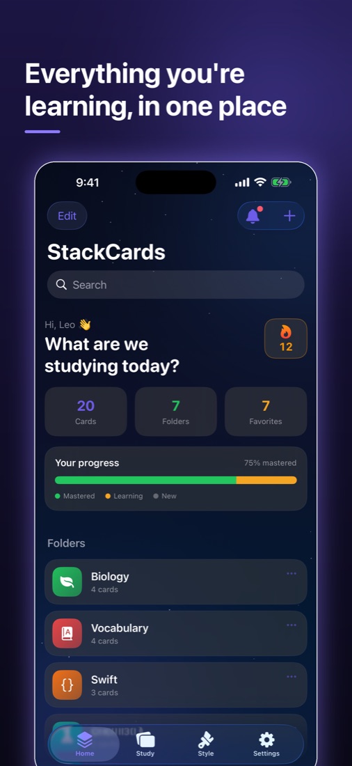 The StackCards library